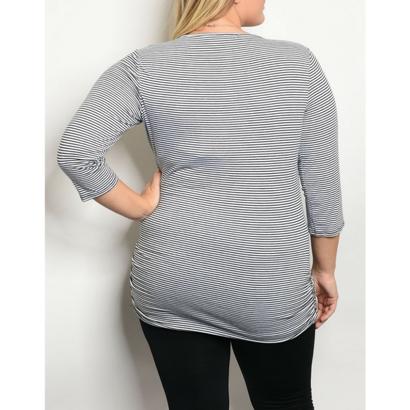 White Black Stripe Plus Size Top {Janette Plus} - Picture 2 of 2